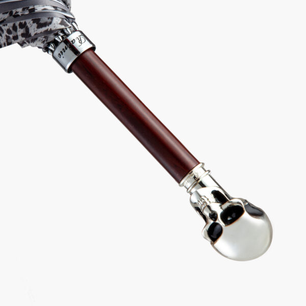 Grey leopard-print umbrella with long handle - Image 2