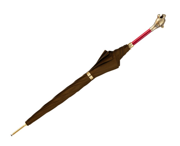 White Steel Leopard-Coconut Olive Palm-Long Handle Umbrella - Image 5