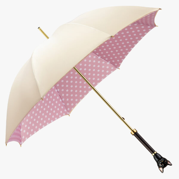 Black cat-pink wave point-long handle umbrella - Image 2