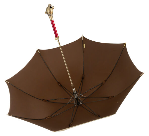 White Steel Leopard-Coconut Olive Palm-Long Handle Umbrella - Image 3