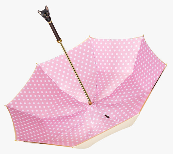 Black cat-pink wave point-long handle umbrella - Image 4