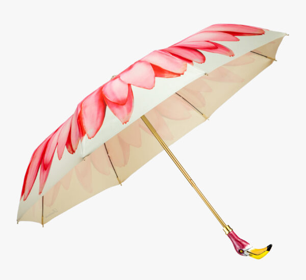 Flamingo red daisy folding umbrella - Image 5