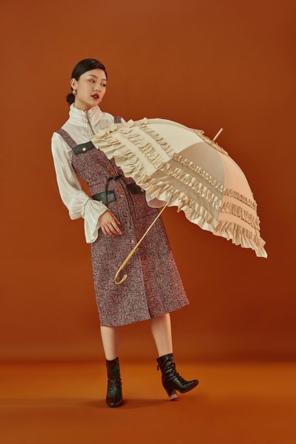 Rice white edge bent double umbrella - Image 10