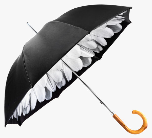 Rattan Elbow-White Dahlia-Long Handle Umbrella - Image 2