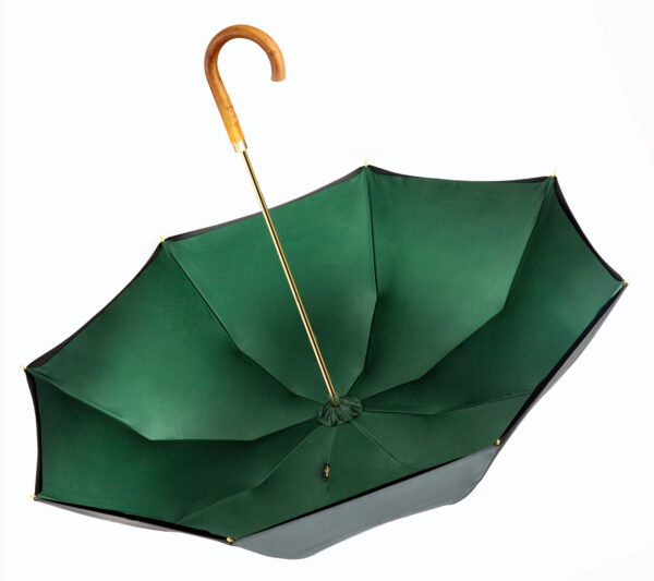 White tea green-rattan elbow-long handle umbrella