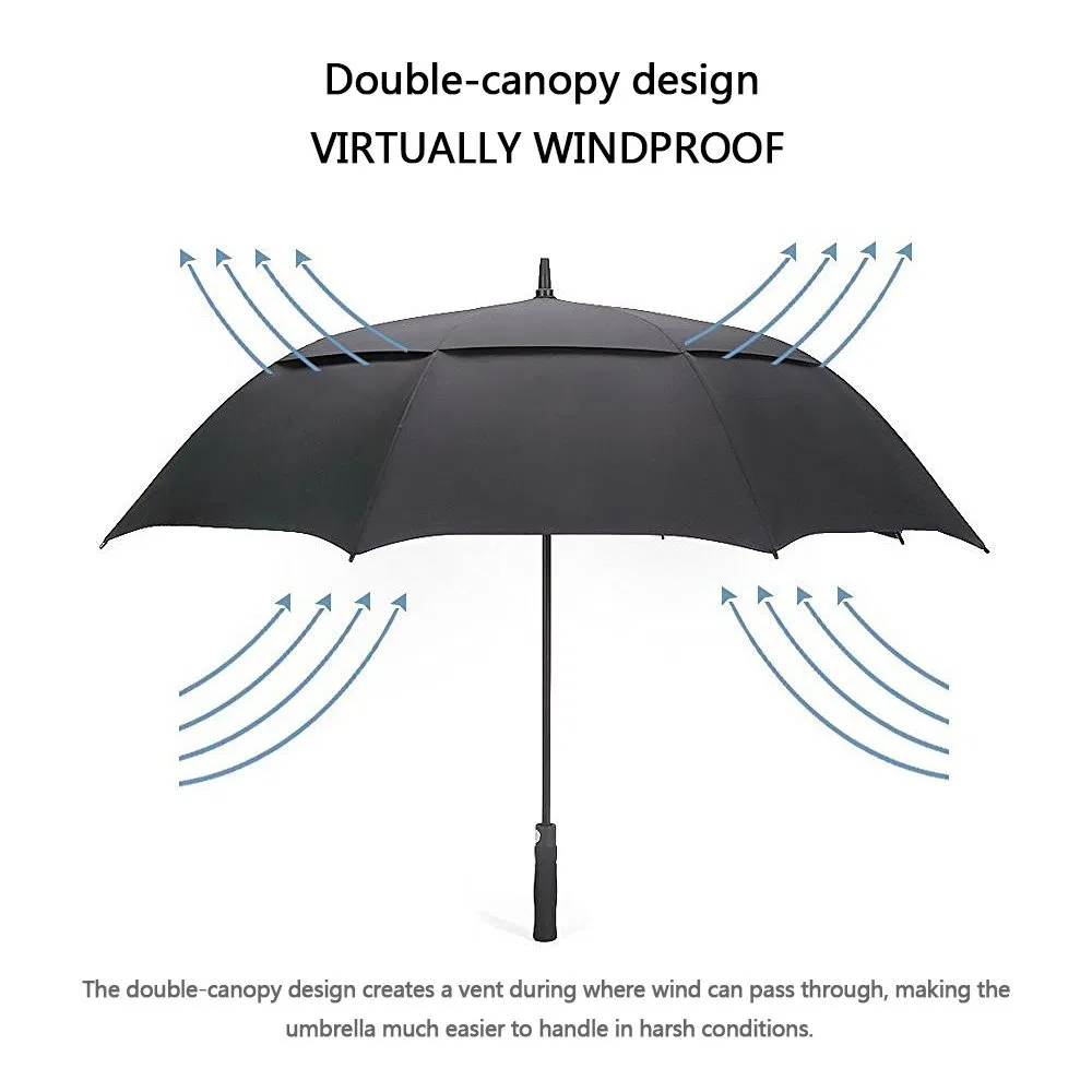 custom logo double layer windproof golf umbrella wholesale