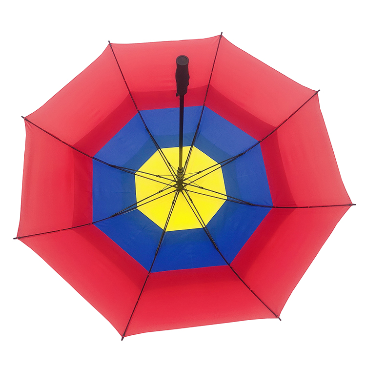 custom printed rainbow windproof golf umbrella with silicone handle