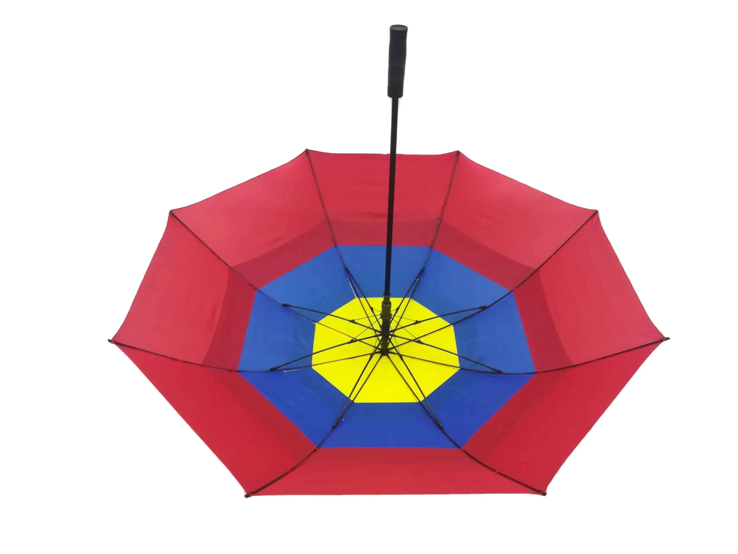 custom printed rainbow windproof golf umbrella with silicone handle