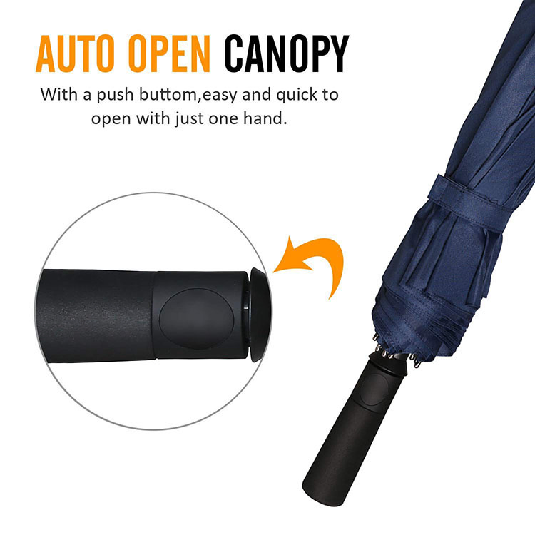 custom logo navy large windproof 2 fold golf umbrella