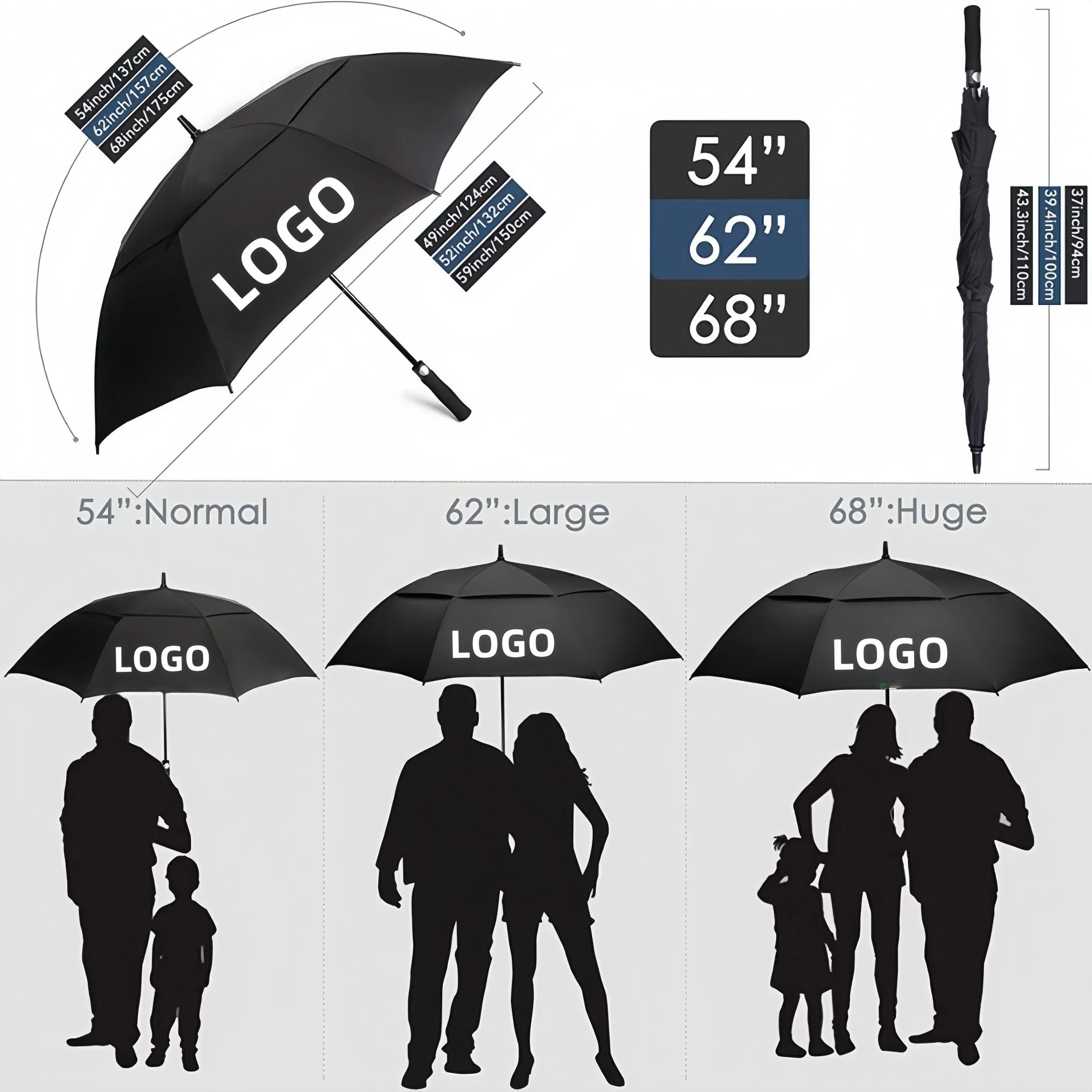 custom logo large auto rain golf umbrella oem wholesale pricing