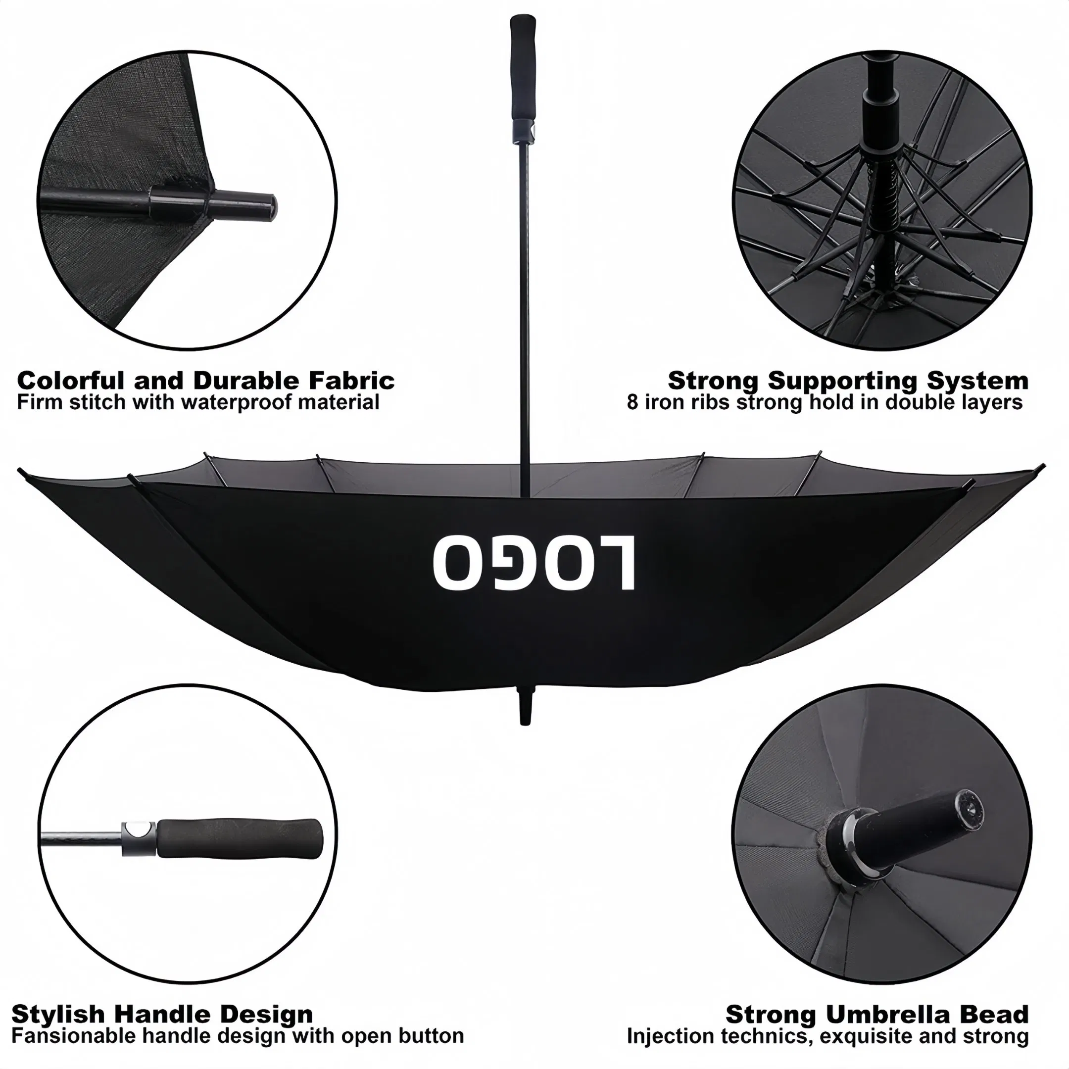 custom logo large auto rain golf umbrella oem wholesale pricing