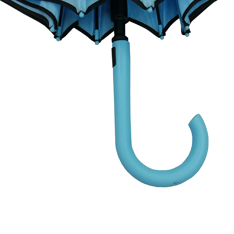 custom blue s23 auto open polyester advertising umbrellas with color handle