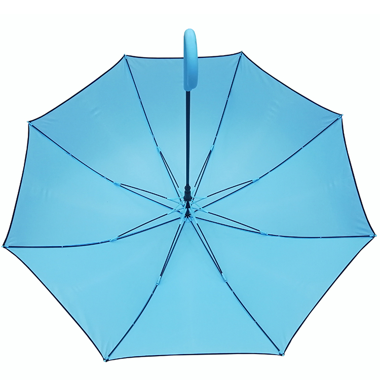 custom blue s23 auto open polyester advertising umbrellas with color handle