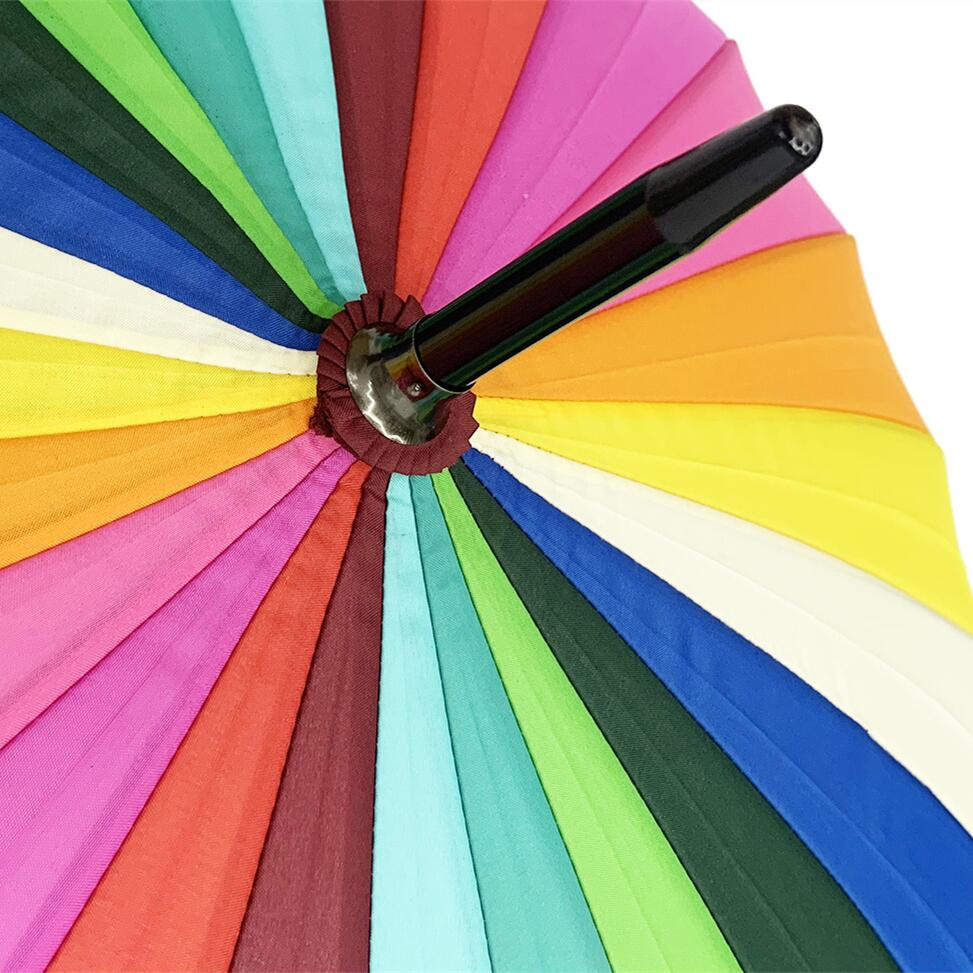 custom 25 inch 24 rib manual straight rainbow umbrella for outdoor use