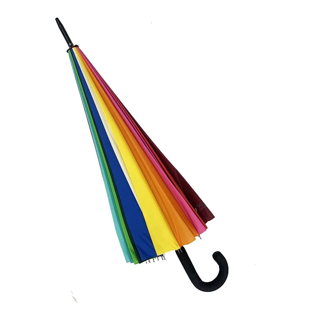 custom 25 inch 24 rib manual straight rainbow umbrella for outdoor use
