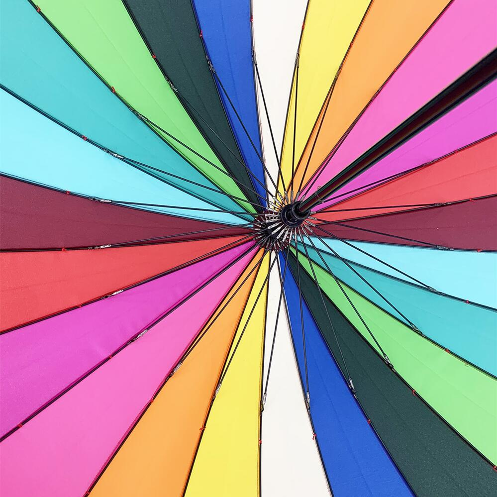 custom 25 inch 24 rib manual straight rainbow umbrella for outdoor use