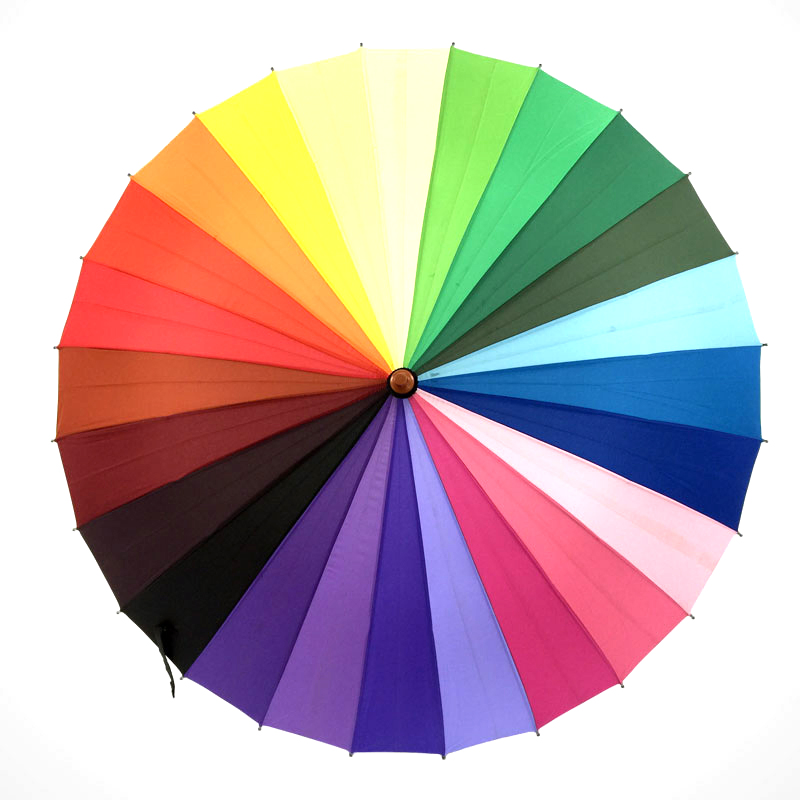 custom colorful automatic rainbow golf umbrella with curved handle