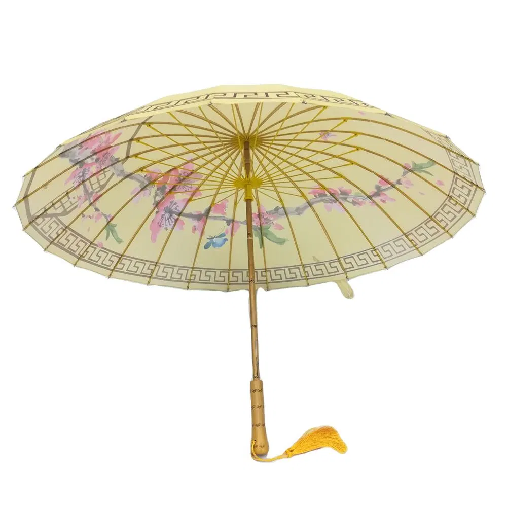 custom 24 rib digital print hand painted bamboo umbrella
