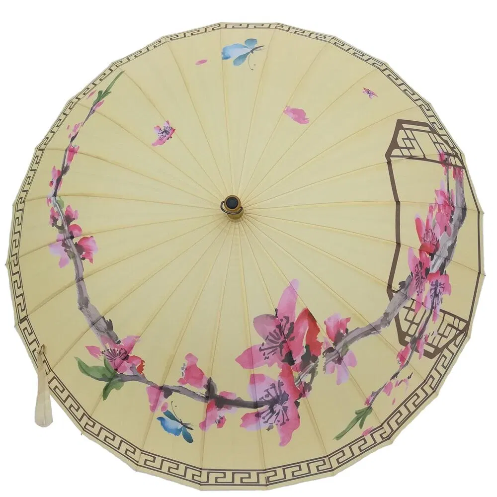 custom 24 rib digital print hand painted bamboo umbrella