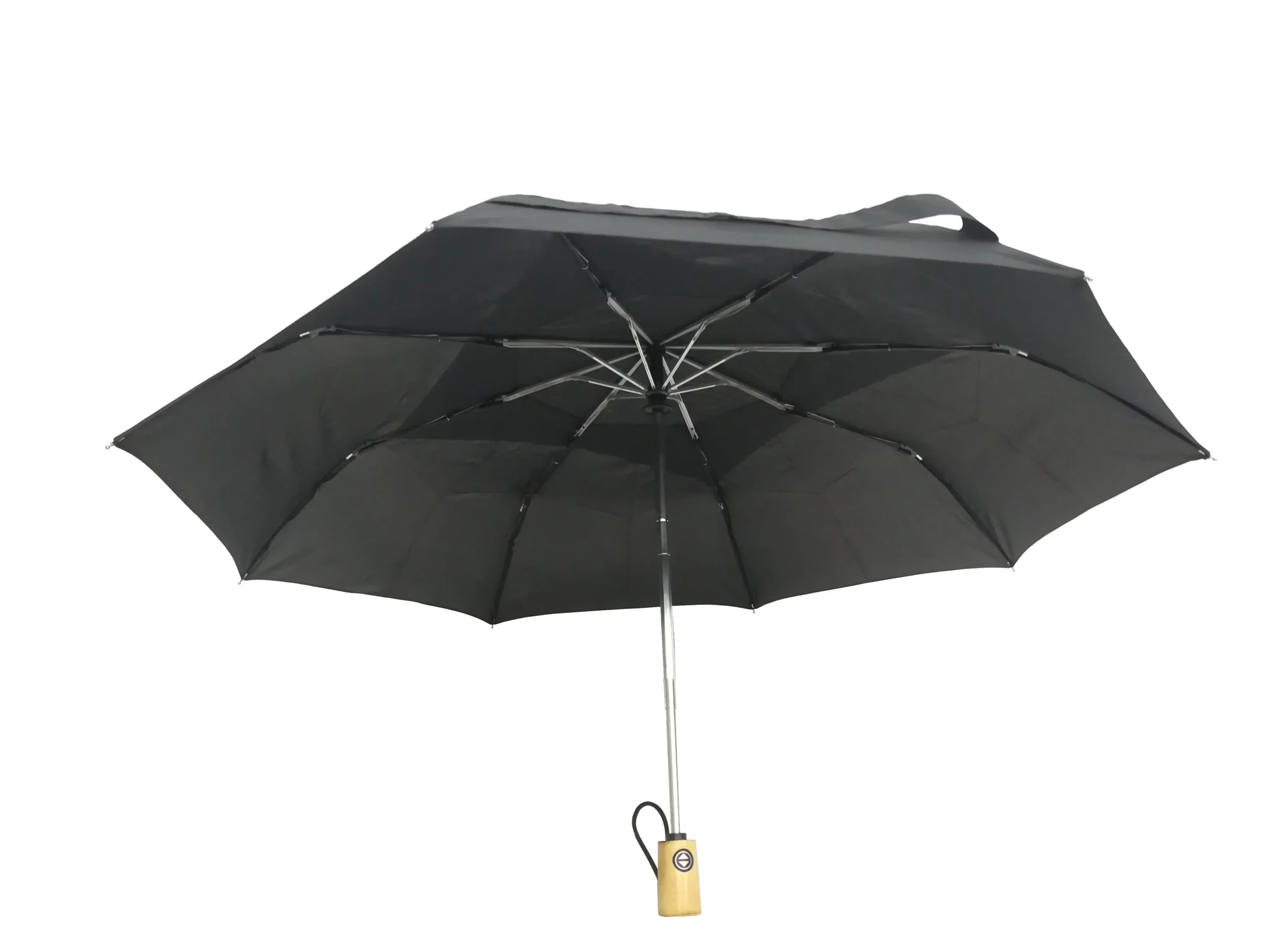 custom double layer auto open 3 fold wooden handle umbrella
