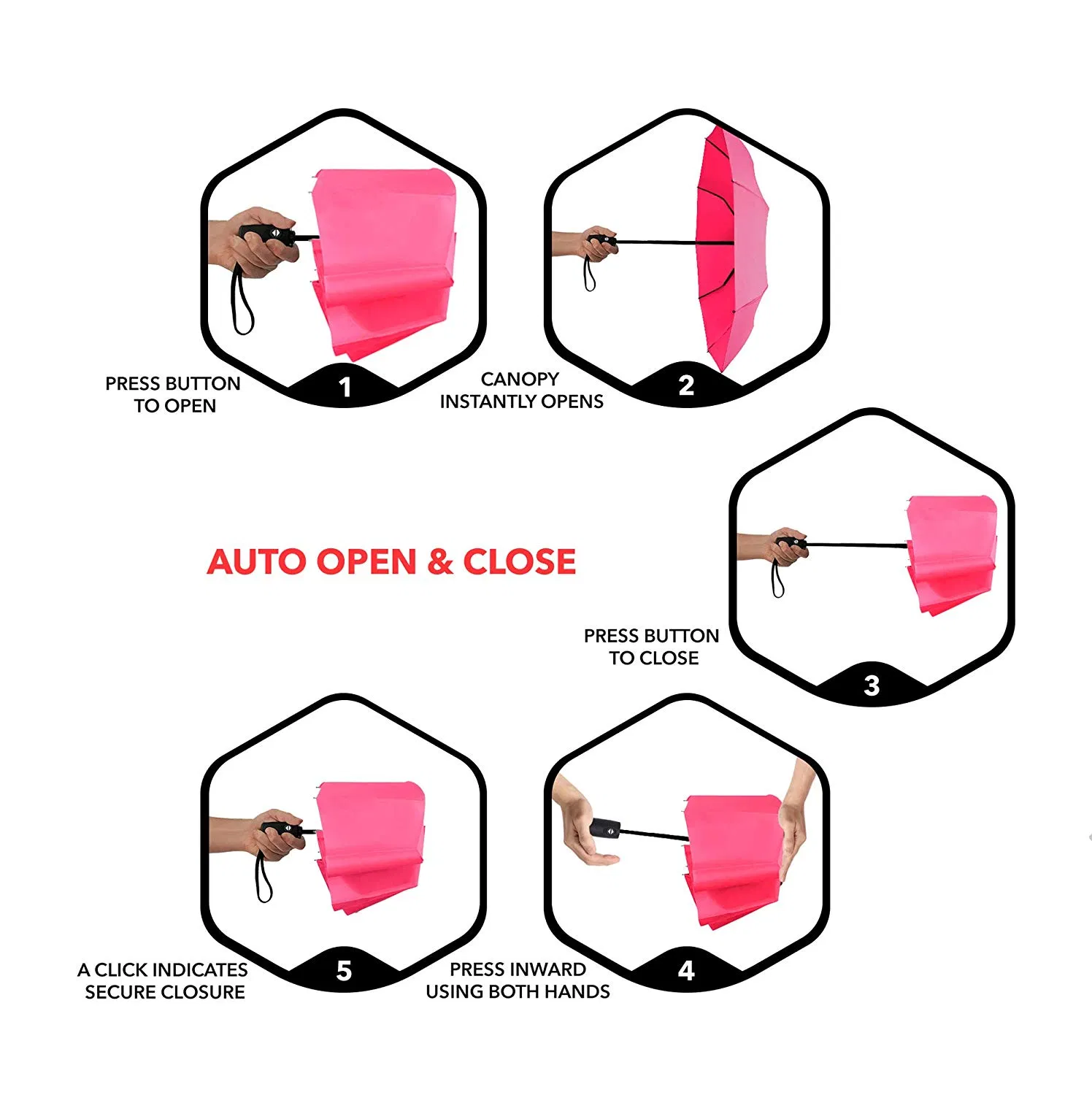 custom pink 3 fold auto umbrella with logo printing for girls