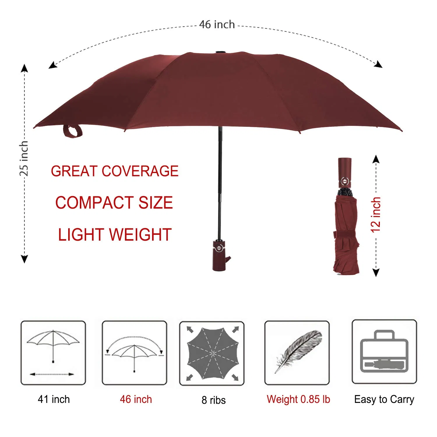 custom automatic reverse folding windproof umbrella for car