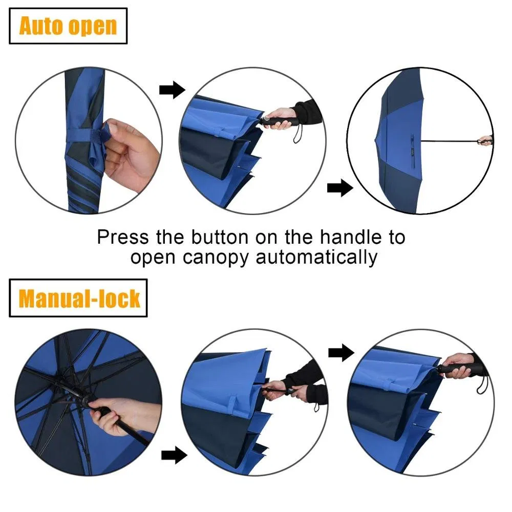 custom large 2 fold golf umbrella with logo printing