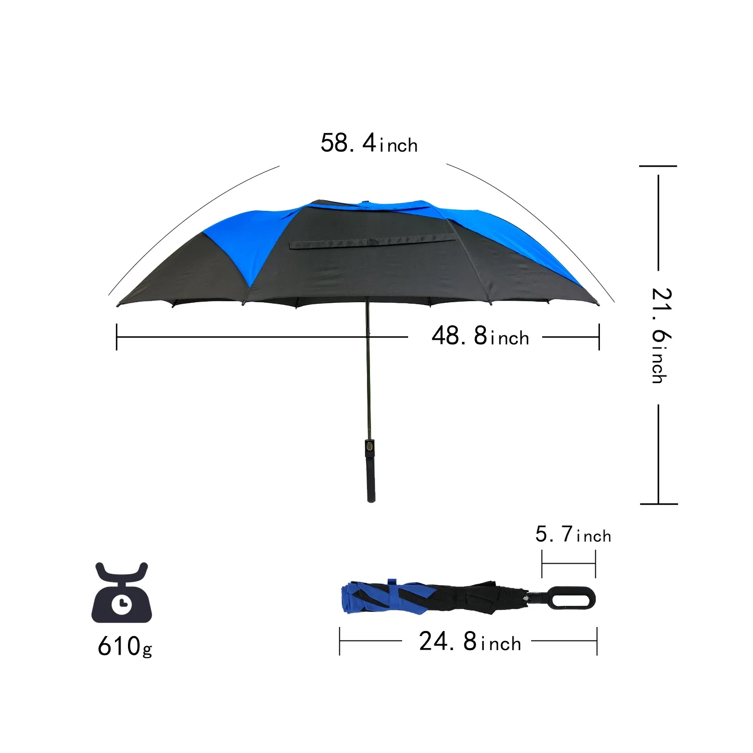 compact 2 fold hiking umbrella clip backpack
