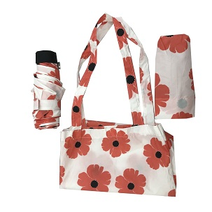 custom logo printing daisy flower mini 5 fold umbrella with pouch