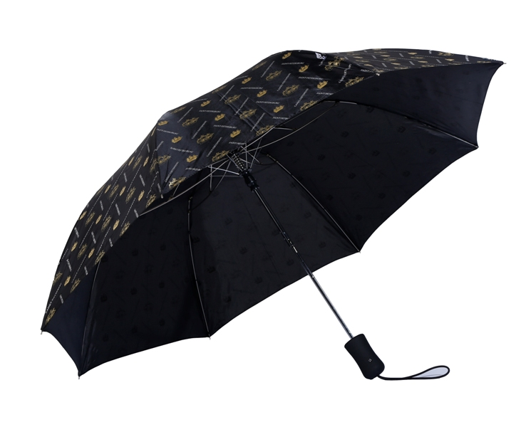custom auto open 2 fold black rubber handle umbrella for business professionals