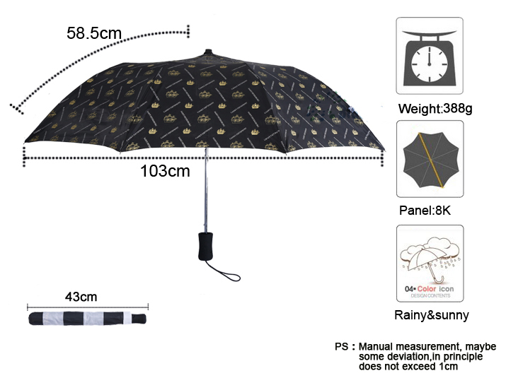 custom auto open 2 fold black rubber handle umbrella for business professionals
