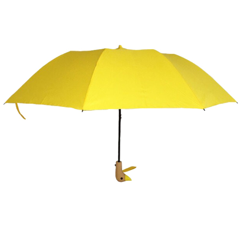 auto open wooden duck handle folding umbrella for outdoor