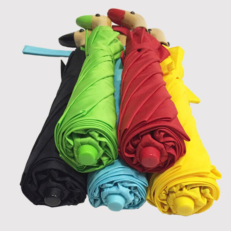 custom color logo duck handle fashion auto open folding umbrella for outdoor