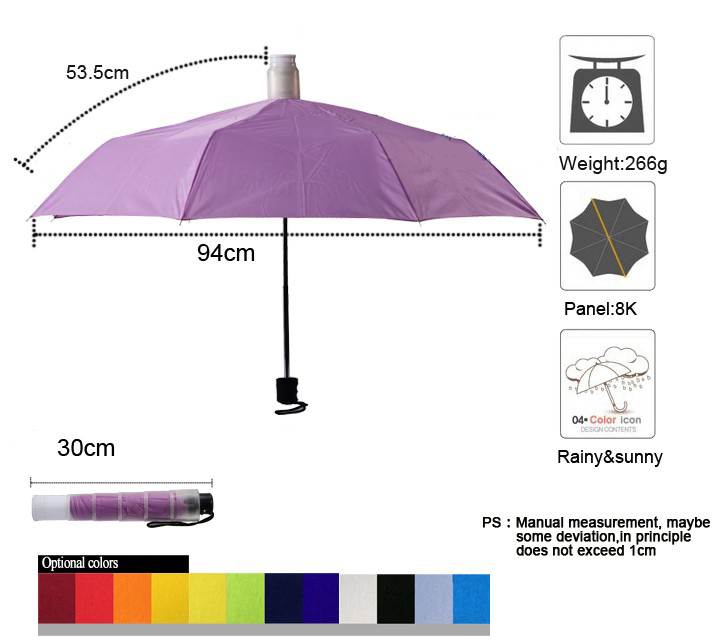 custom logo printed folding umbrella with telescopic plastic cover