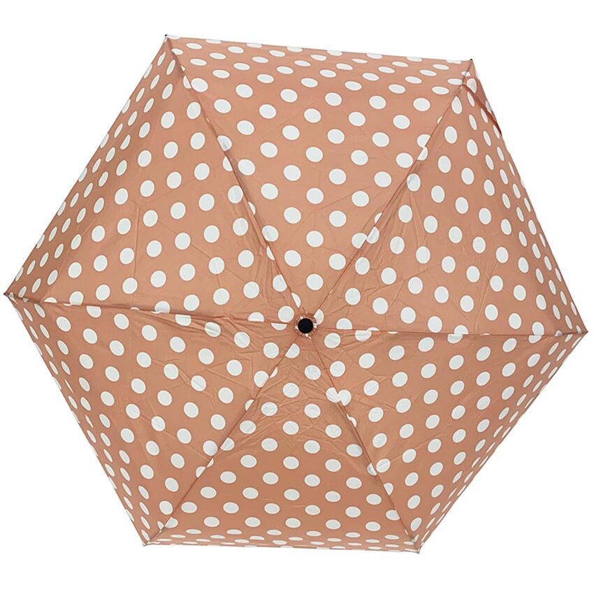 custom pink polka dot 5 fold ladies waterproof travel umbrella