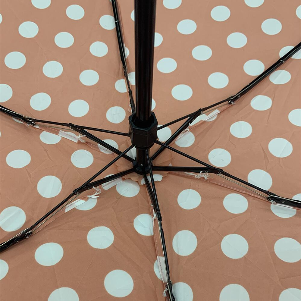 custom pink polka dot 5 fold ladies waterproof travel umbrella