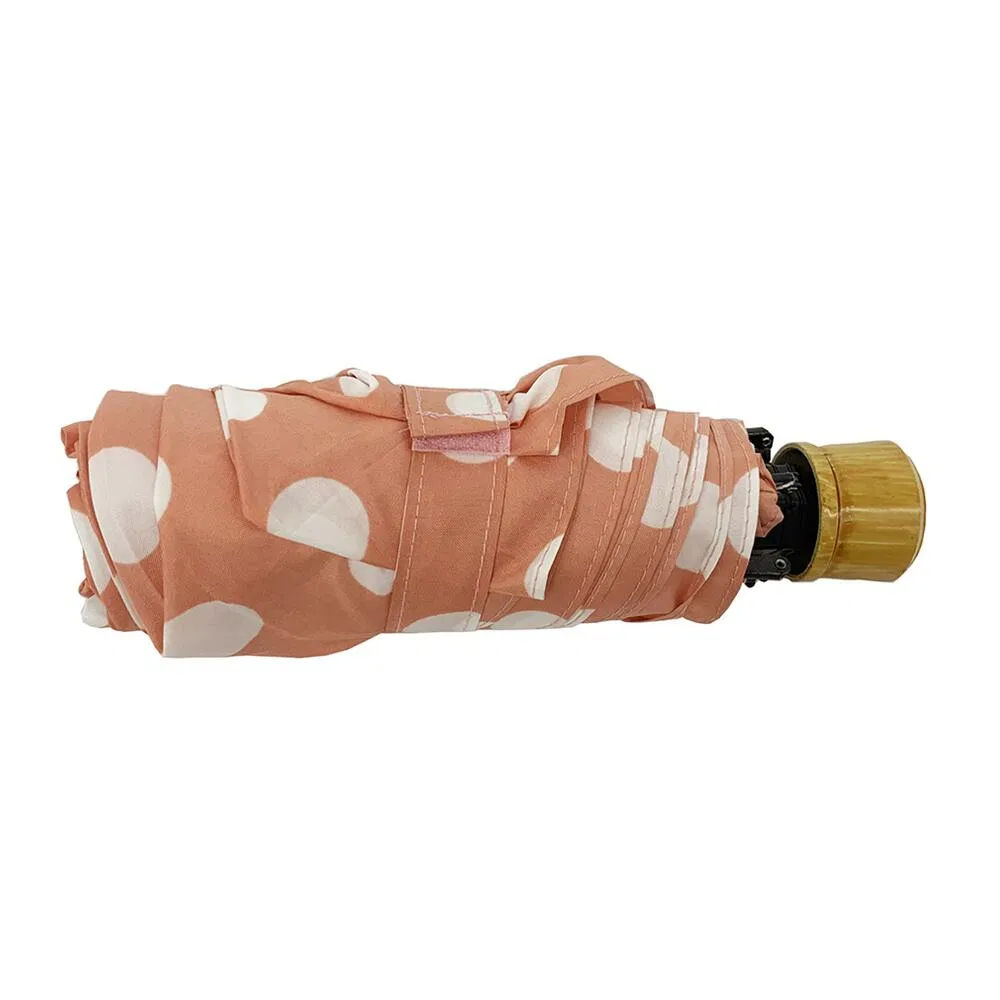 custom pink polka dot 5 fold ladies waterproof travel umbrella