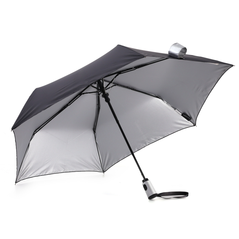 custom 3 fold automatic umbrella with silver coating