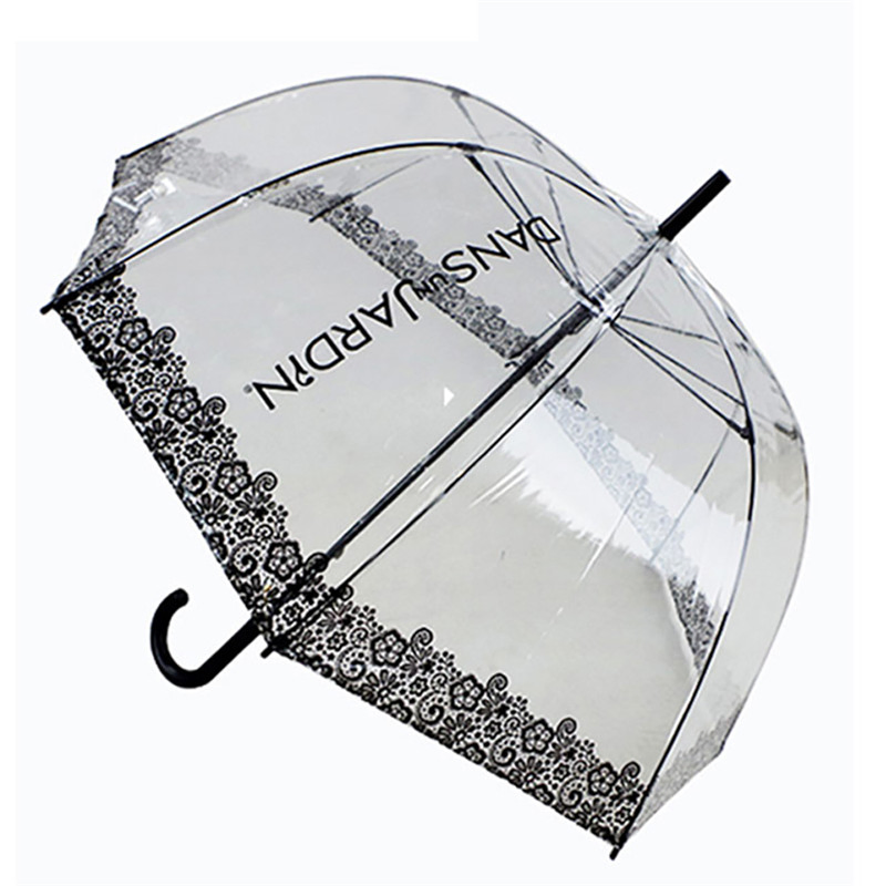 custom logo clear pvc waterproof automatic umbrellas for women