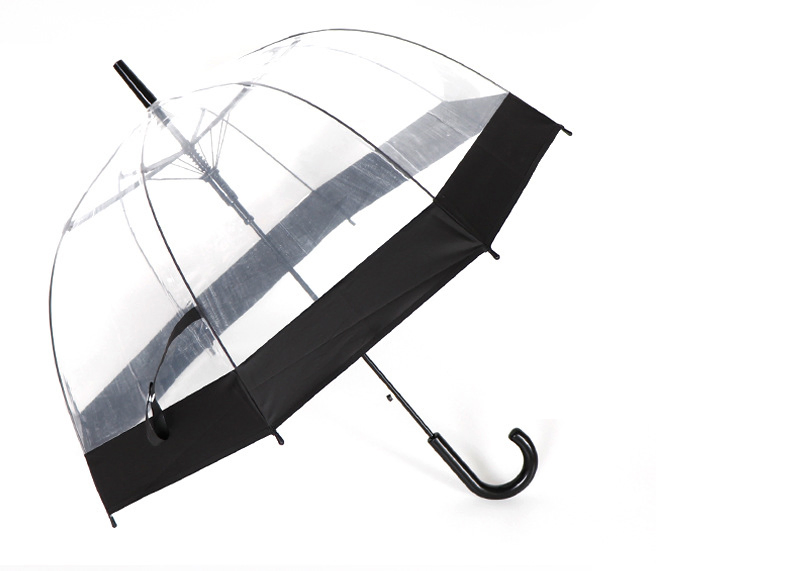 custom logo clear j shape red umbrella with auto open & waterproof dome for women