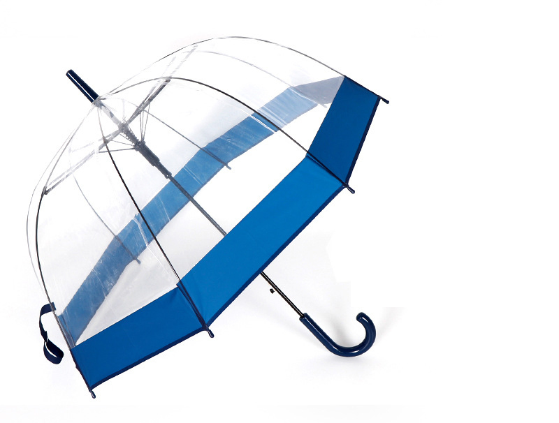 custom logo clear j shape red umbrella with auto open & waterproof dome for women
