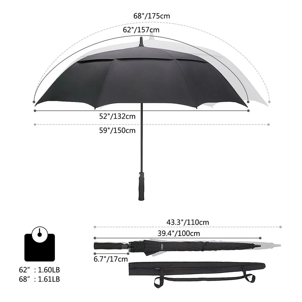 benz automatic open golf umbrella extra large windproof double canopy
