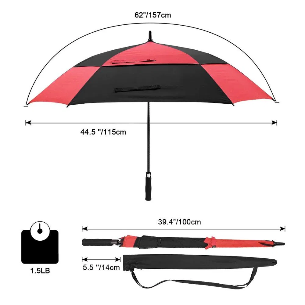 colorful windproof fiberglass automatic large golf umbrellas