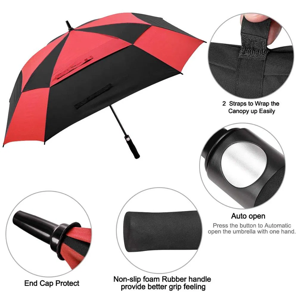 colorful windproof fiberglass automatic large golf umbrellas