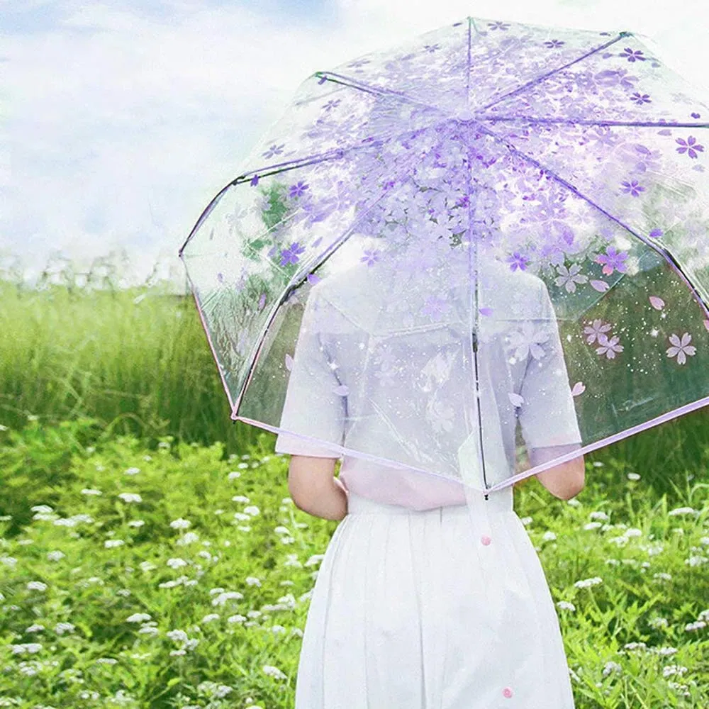 custom logo 21 inch 3 fold transparent umbrella for women, men & kids