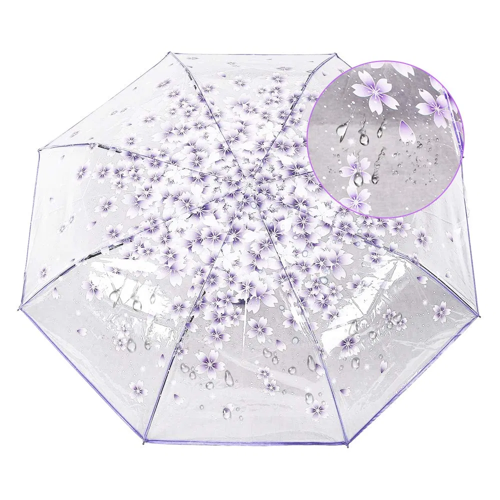 custom logo 21 inch 3 fold transparent umbrella for women, men & kids