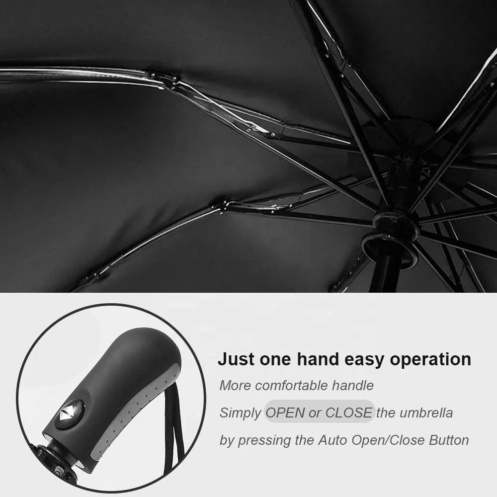 black auto open travel umbrella with coating for outdoor use