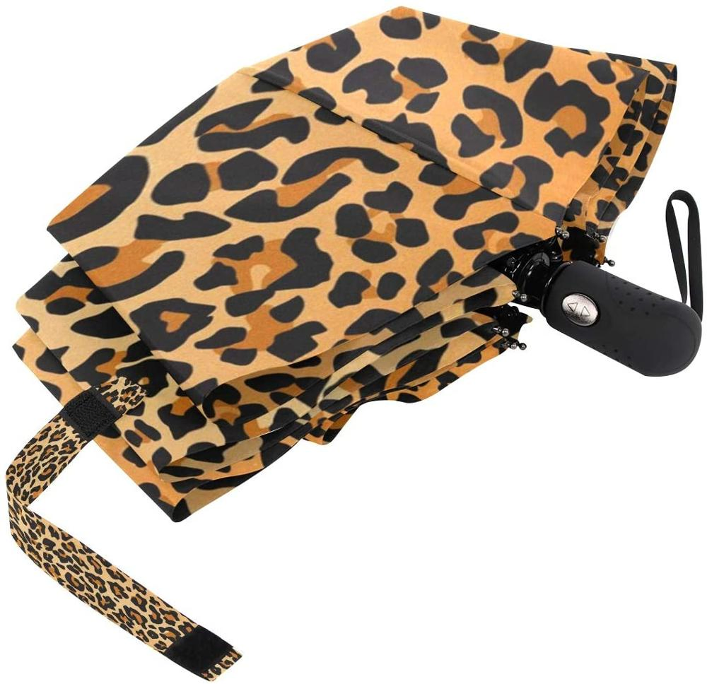 custom 21" 8 rib leopard print auto open close umbrella for women