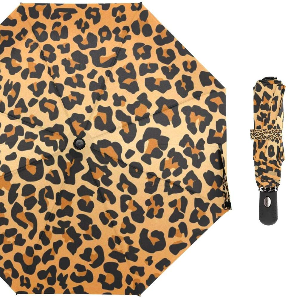 custom 21" 8 rib leopard print auto open close umbrella for women