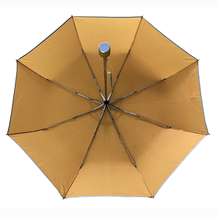 custom logo printed yellow reflective 3 fold rain umbrella